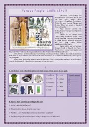 English Worksheet: Fashion-clothes-Famous people: LAURA ASHLEY