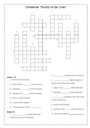 English Worksheet: CROSSWORD MONTHS OF THE YEAR