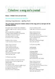 English Worksheet: Cyberlove- song and journal