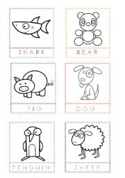 English Worksheet: Animal Flashcards for painting and writing the letters (3)