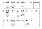 English Worksheet: Daily Routine - Sentence Scramble