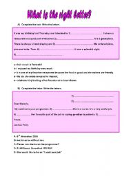 English worksheet: complete the texts