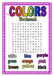 English Worksheet: Colors Wordsearch