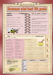 English Worksheet: grammar mini test 7th grade