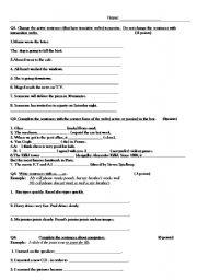 English worksheet: Comprehensive test for intermediate students