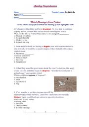 English Worksheet: Comprehension