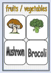 English Worksheet: FRUITS / VEGETABLES FLASHCARD or POSTER ( Part : 7 ) | TWO PAGES |
