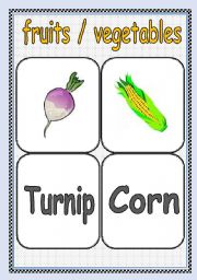 English Worksheet: FRUITS / VEGETABLES FLASHCARD or POSTER ( Part : 8 ) | TWO PAGES |