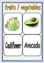 English Worksheet: FRUITS / VEGETABLES FLASHCARD or POSTER ( Part : 9 ) | TWO PAGES |