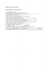 English worksheet: Adjectives and their opposites