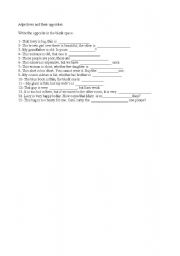English Worksheet: Adjectives and their opposites