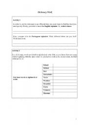 English worksheet: dictionary work