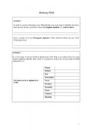 English Worksheet: dictionary work