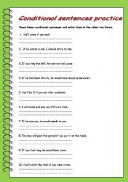 English Worksheet: Conditional sentences practice