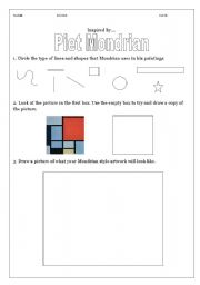 English worksheet: Examining the work of Piet Mondrian