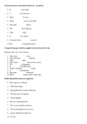 English worksheet: VERB TO BE