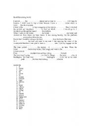 English worksheet: TRAVELLING BY TRAIN insert the missing words
