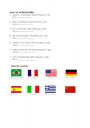 English worksheet: nationality 