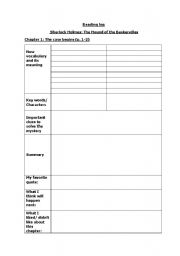 English worksheet: Reading log grid 