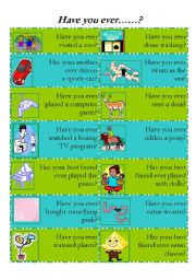 English Worksheet: Have you ever......?-speaking (set 2)