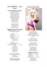 English Worksheet: Bad romance