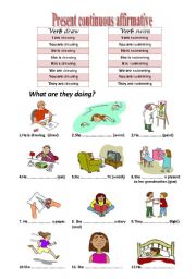 English Worksheet: Present Contnuous Affirmative