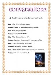 English worksheet: CONVERSATIONS