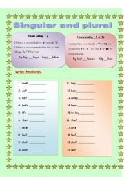 English Worksheet: singular plural part II