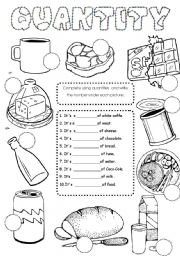 English Worksheet: food quantities