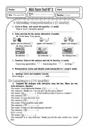 English Worksheet: test listening grammar