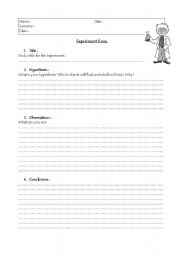 English worksheet: Experiment form - science