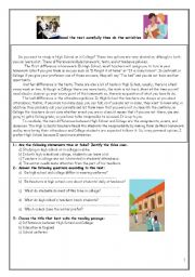 English Worksheet: High School or Colleage : Comprehension text