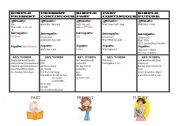 English worksheet: tense table for girls