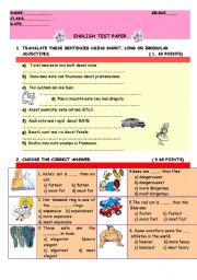 TEST PAPER ADJECTIVES