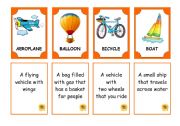 English Worksheet: CLASSROOM DICTIONARY - TRANSPORT