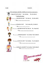 English Worksheet: present simple question 