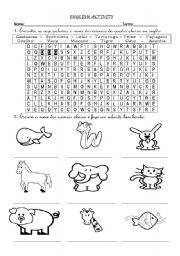 English Worksheet: Animal Activity