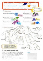 English Worksheet: Clothes and the prices