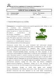 English Worksheet: Greenpeace