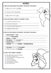 English Worksheet: Pronouns