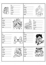 English Worksheet: Invitations Practice on fill in  invitations