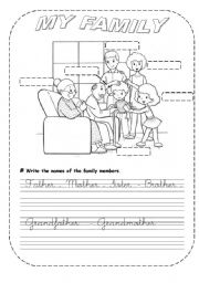 English Worksheet: MY DEAR FAMILY