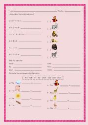 English worksheet: Animals & Opposites