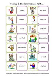 English Worksheet: Feelings & Emotions Dominoes Part II (by blunderbuster)