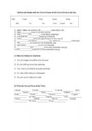 English Worksheet: past tense