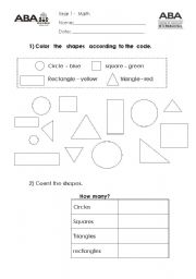 English Worksheet: Shapes and colors
