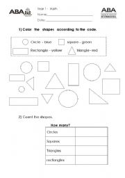 English worksheet: Shapes and colors