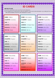 English Worksheet: ID Cards