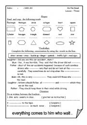 English Worksheet: On the road