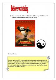English Worksheet: Kung Fu Panda Video Sequence 
